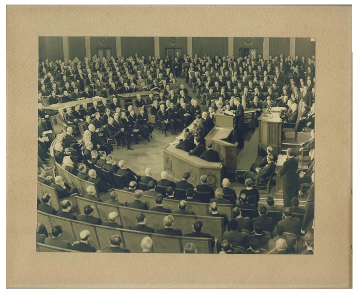Photo of John F. Kennedy Giving the 1963 State of the Union Address Before Congress -- Large Photo Measures 13.5'' x 10.5''
